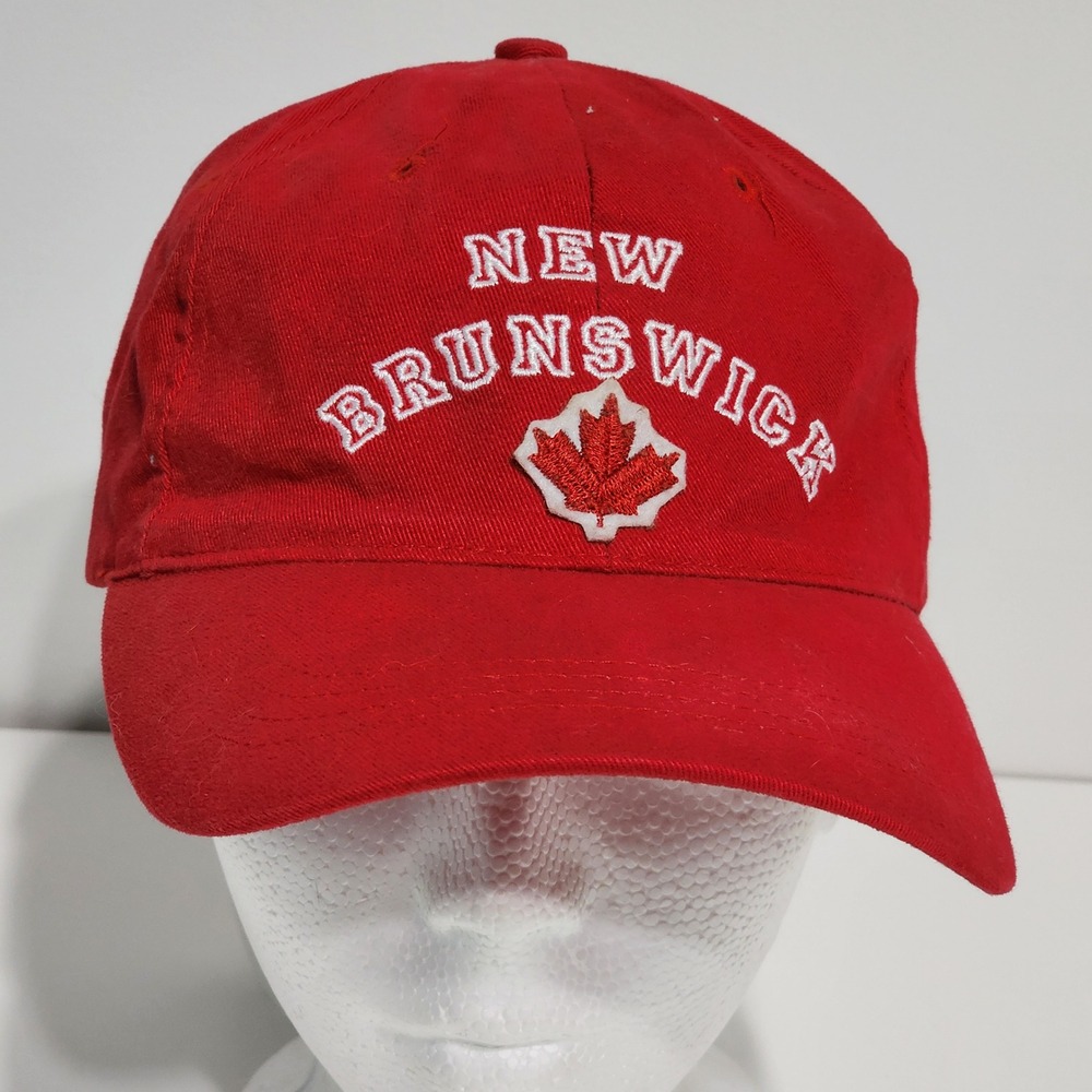 New Brunswick Baseball Hat Red Embroidered Maple Leaf Canada Travel Cap Snapback - Picture 3 of 10